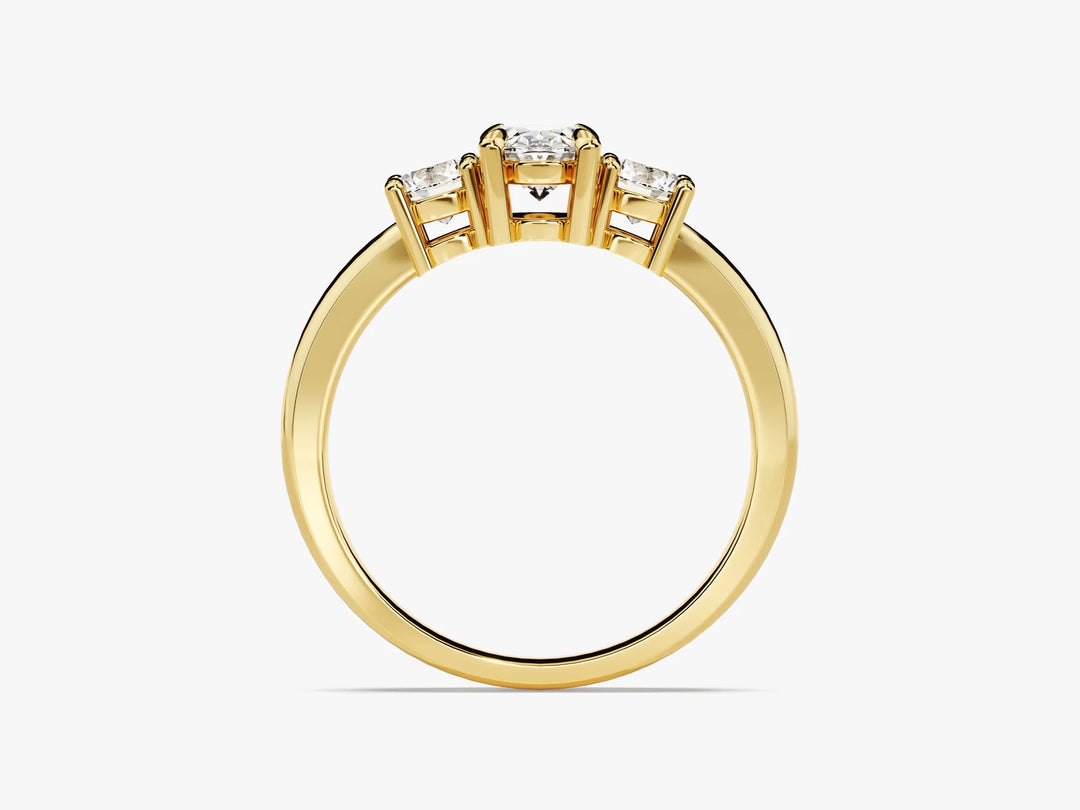 1.0CT Oval Cut Diamond Three Stone Setting Moissanite Engagement Ring