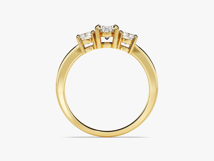 1.0CT Oval Cut Diamond Three Stone Setting Moissanite Engagement Ring