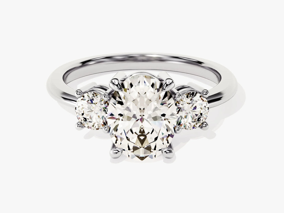 2.0CT Oval Cut Diamond Three Stone Setting Moissanite Engagement Ring