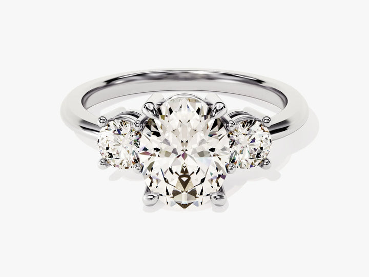 2.0CT Oval Cut Diamond Three Stone Setting Moissanite Engagement Ring