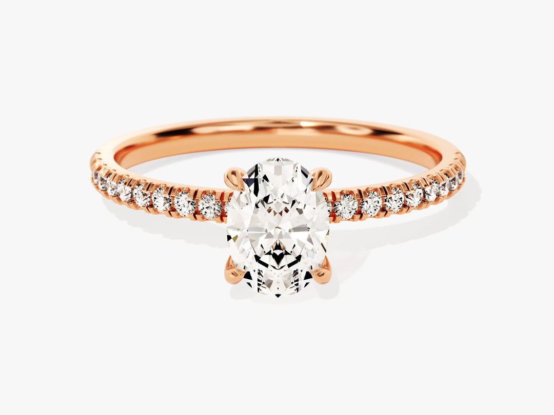 1.0CT Oval Cut Diamond Pave Setting Moissanite Engagement Ring