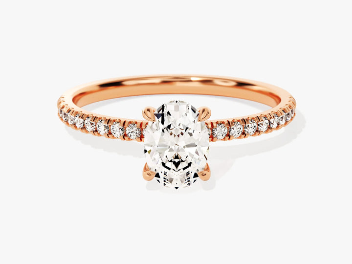 1.0CT Oval Cut Diamond Pave Setting Moissanite Engagement Ring