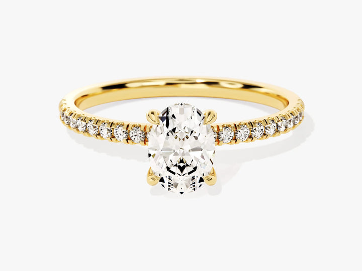 1.0CT Oval Cut Diamond Pave Setting Moissanite Engagement Ring