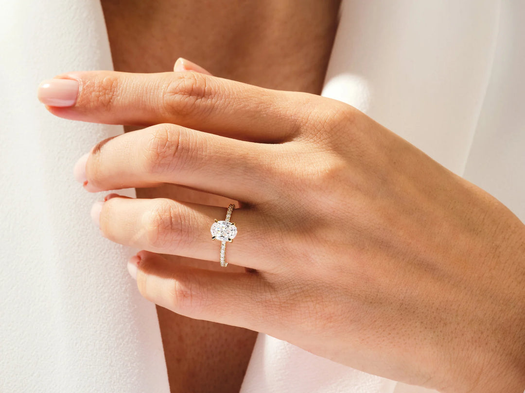 1.50CT Oval Cut Diamond Pave Setting Moissanite Engagement Ring