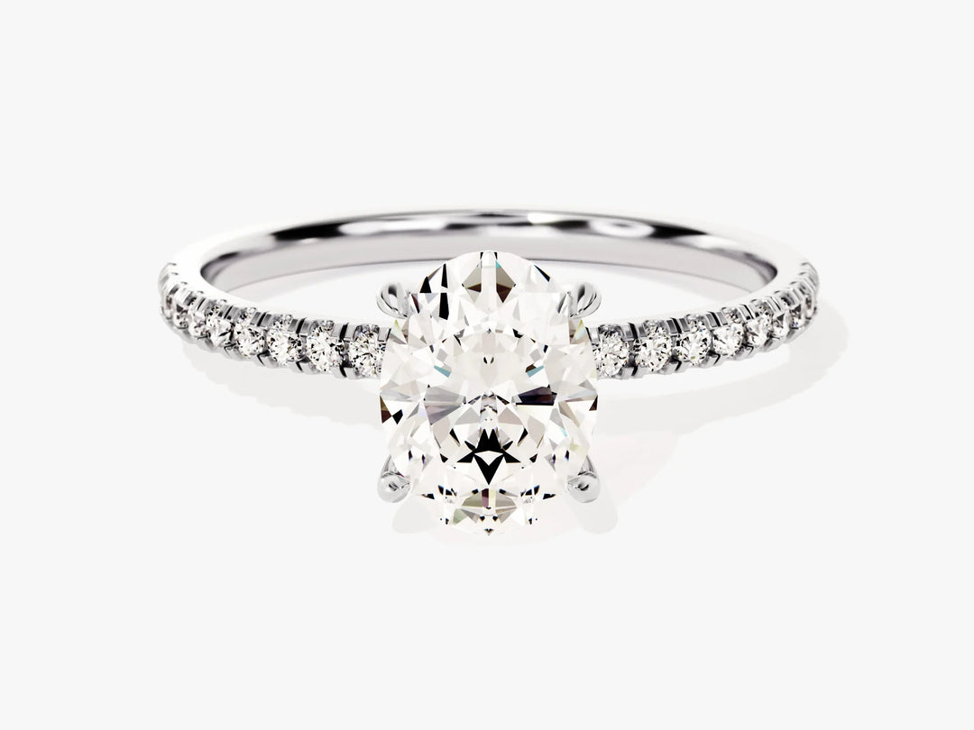 1.50CT Oval Cut Diamond Pave Setting Moissanite Engagement Ring