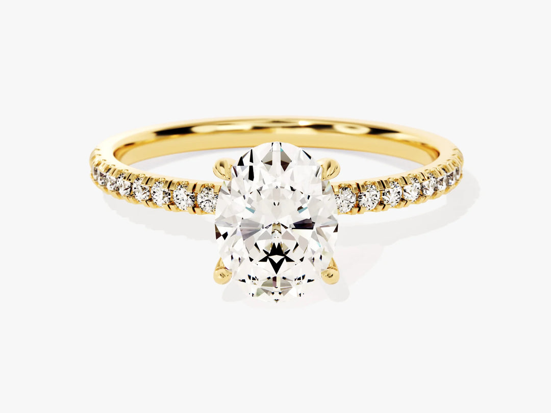 1.50CT Oval Cut Diamond Pave Setting Moissanite Engagement Ring