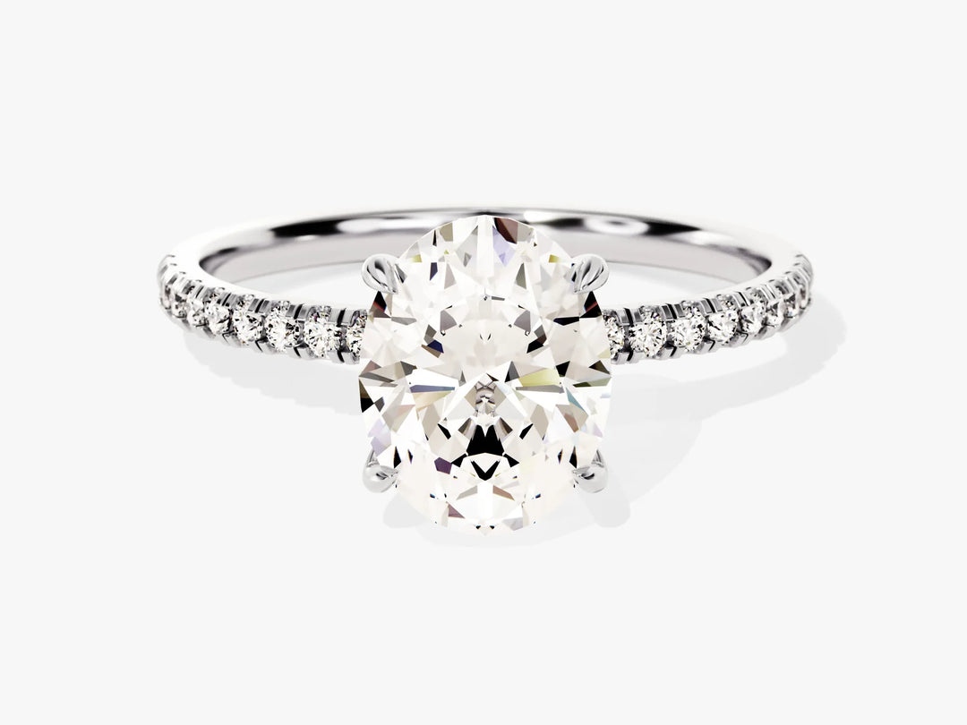 2.0CT Oval Cut Diamond Pave Setting Moissanite Engagement Ring