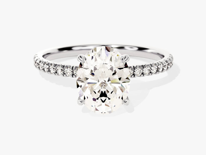 2.0CT Oval Cut Diamond Pave Setting Moissanite Engagement Ring