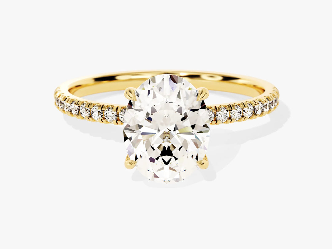 2.0CT Oval Cut Diamond Pave Setting Moissanite Engagement Ring