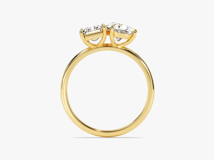 2.0CT Pear & Emerald Diamond Toi Et Moi Moissanite Engagement Ring