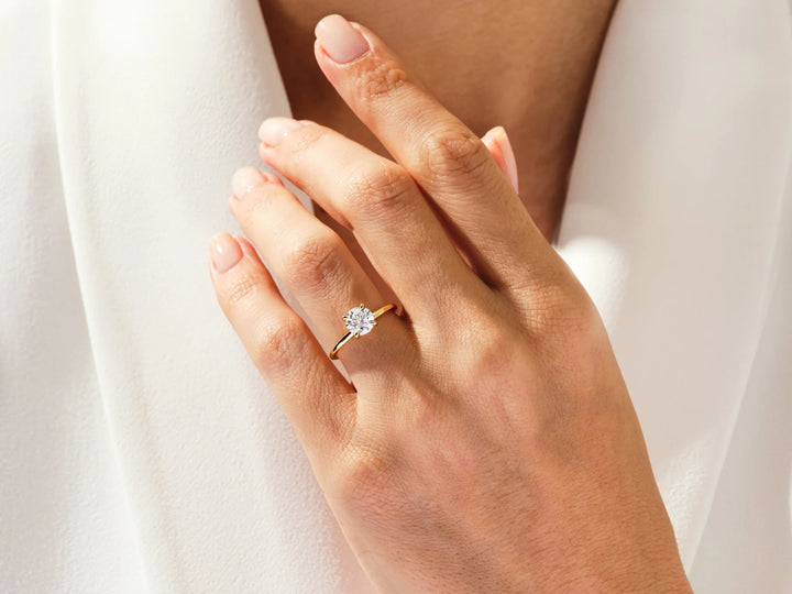 1.0CT Round Diamond Hidden Halo Setting Moissanite Engagement Ring