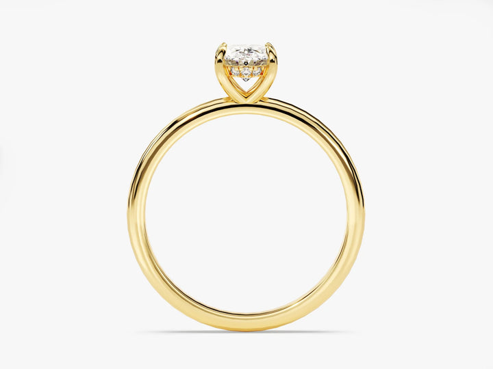 1.0CT Oval Diamond Hidden Halo Setting Moissanite Engagement Ring