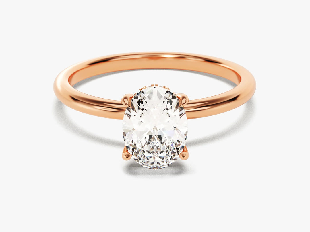 1.50CT Oval Diamond Hidden Halo Setting Moissanite Engagement Ring