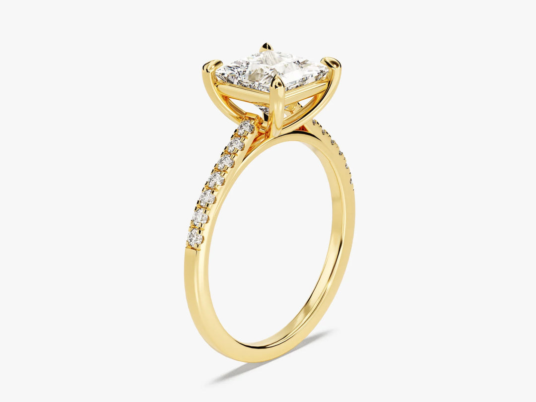 2.0CT Princess Diamond Pave Setting Moissanite Engagement Ring