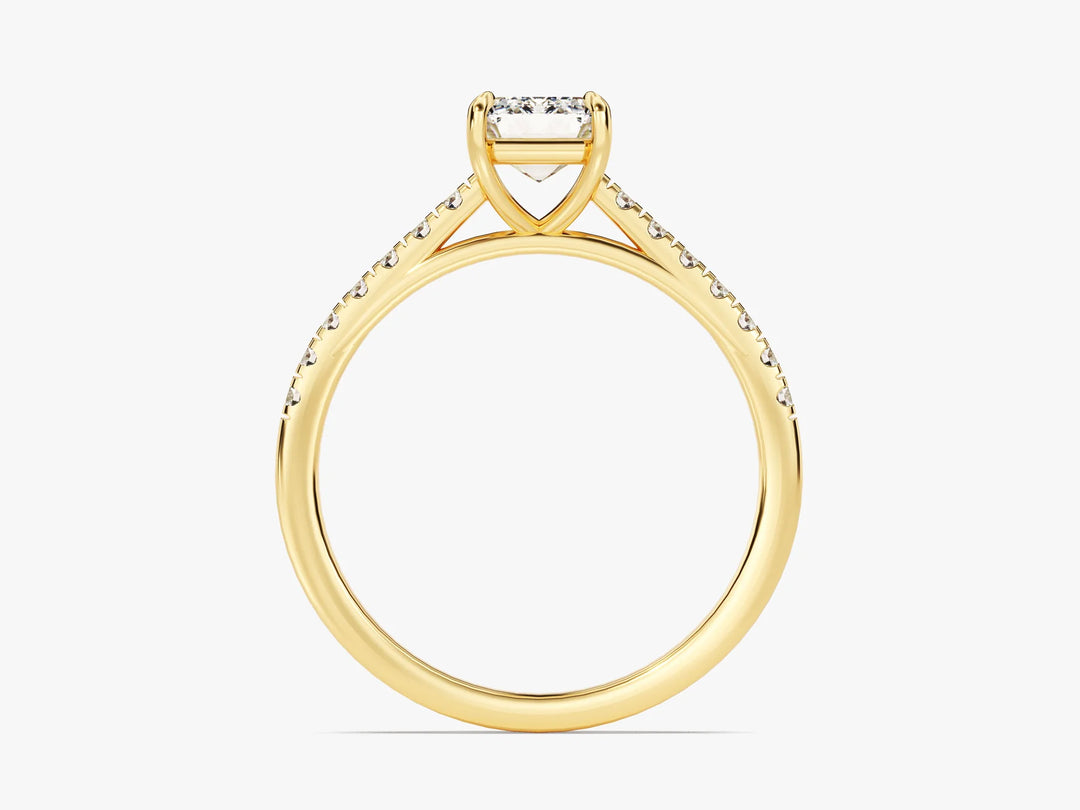 1.0CT Emerald Diamond Pave Setting Moissanite Engagement Ring