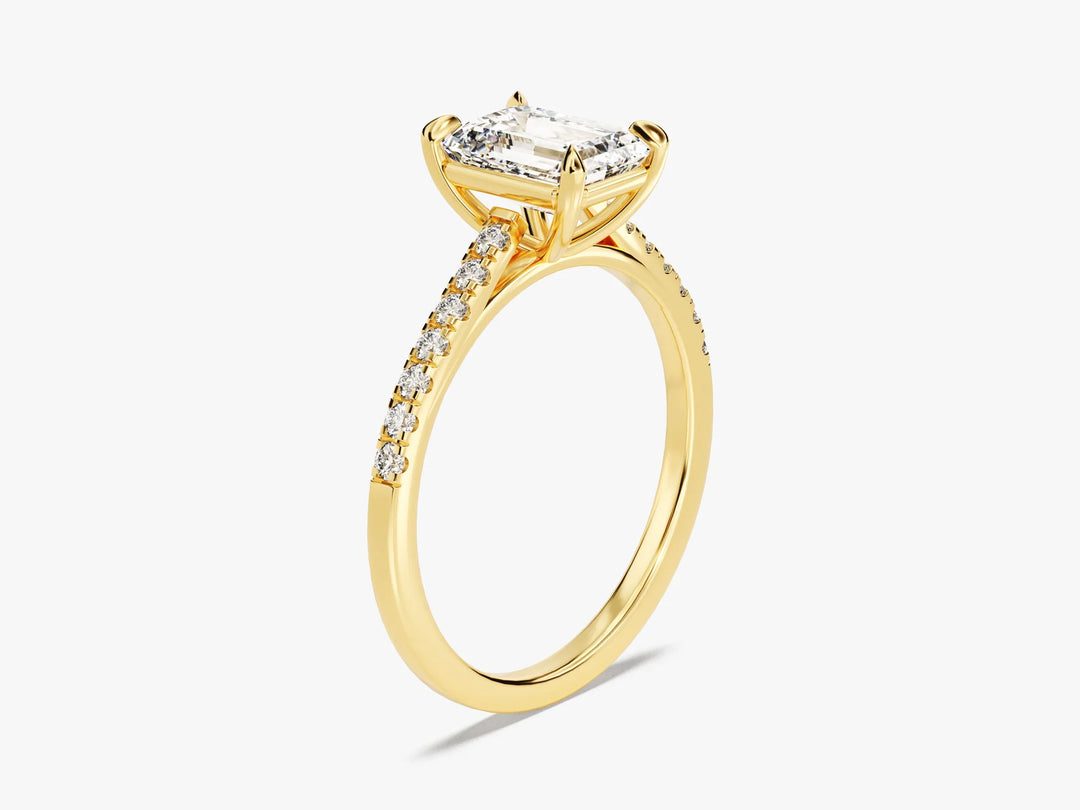 1.50CT Emerald Diamond Pave Setting Moissanite Engagement Ring