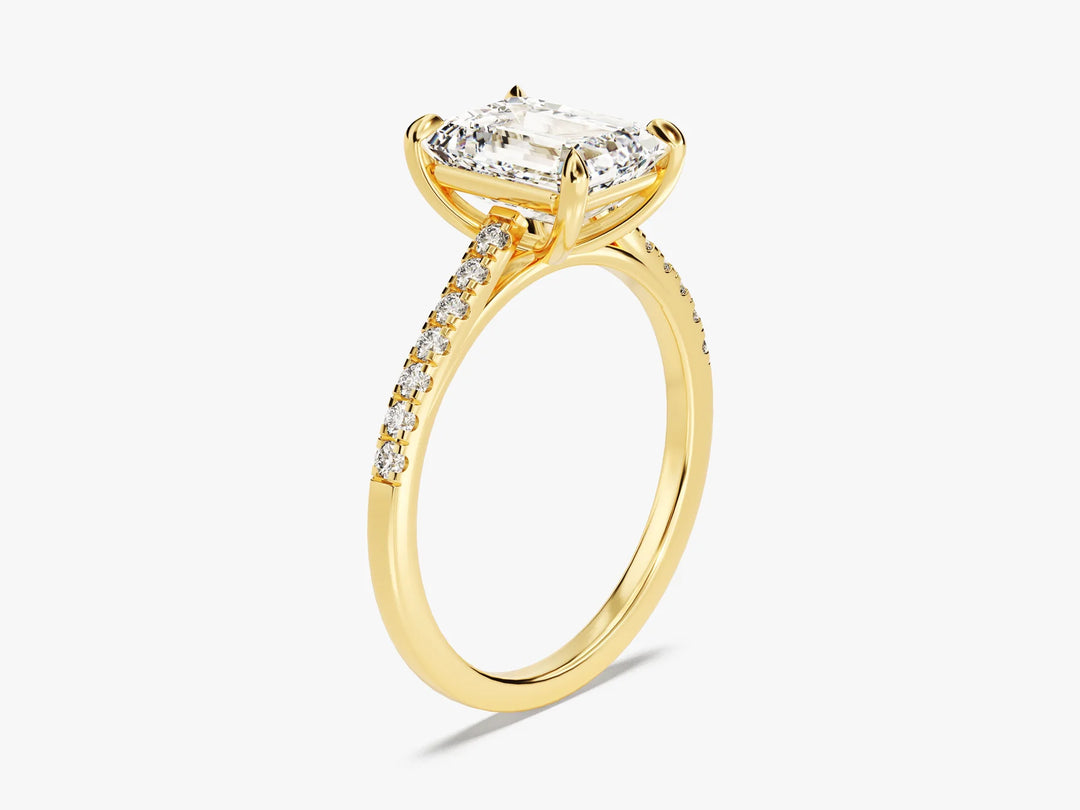 2.0CT Emerald Diamond Pave Setting Moissanite Engagement Ring