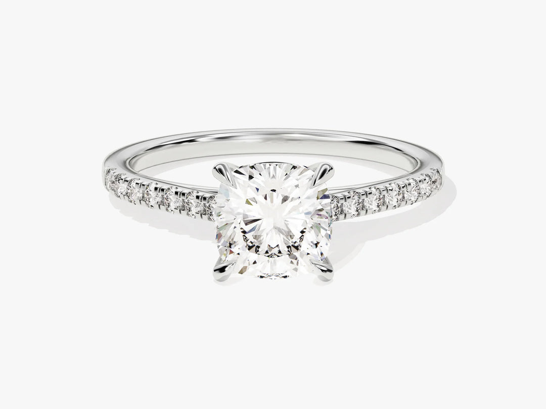 1.50CT Cushion Diamond Pave Setting Moissanite Engagement Ring