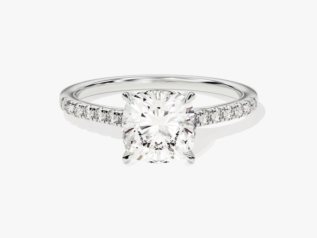 2.0CT Cushion Diamond Pave Setting Moissanite Engagement Ring