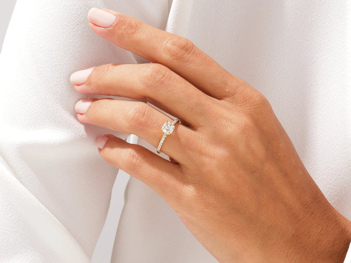 1.0CT Asscher Diamond Pave Setting Moissanite Engagement Ring