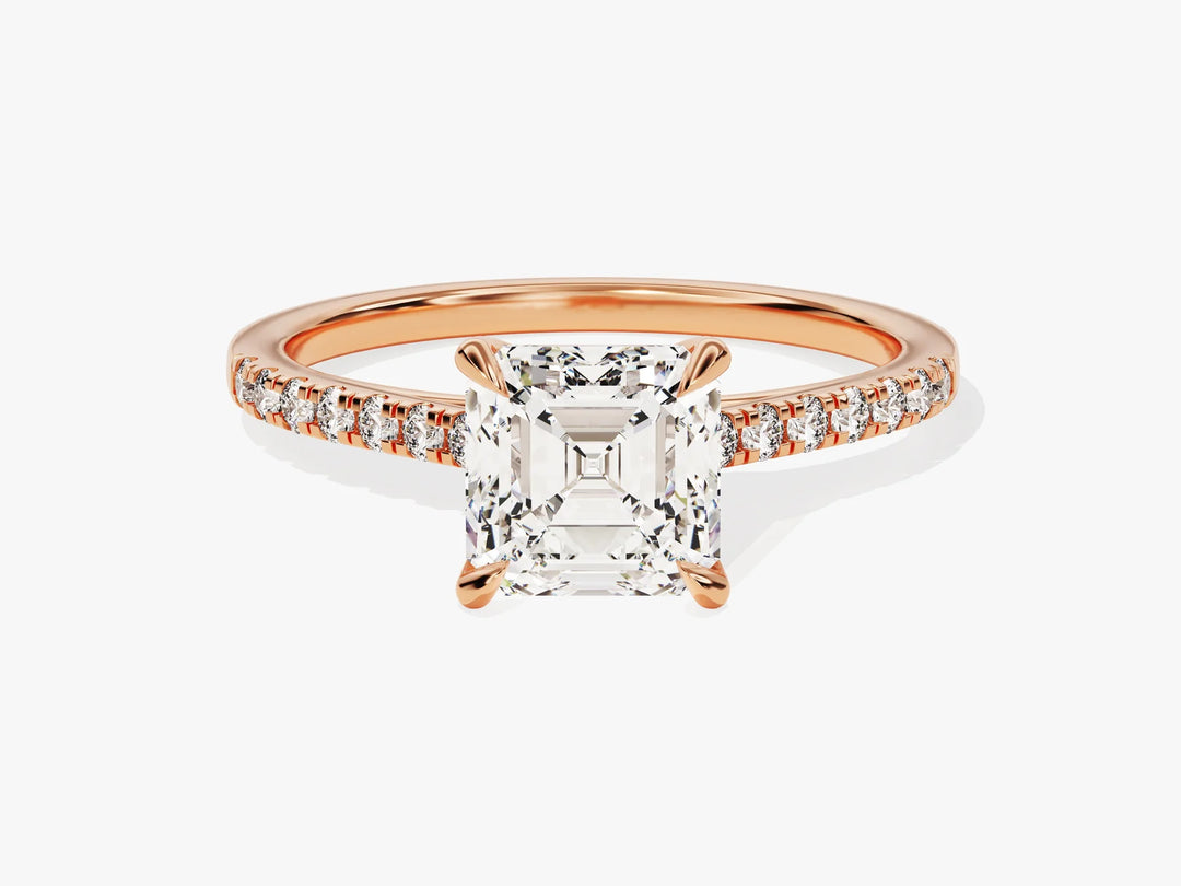 1.50CT Asscher Diamond Pave Setting Moissanite Engagement Ring