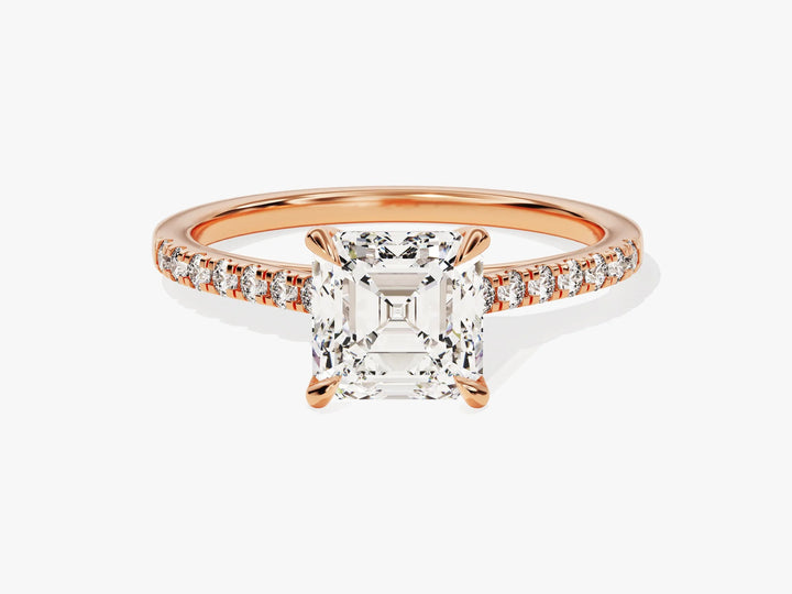 1.50CT Asscher Diamond Pave Setting Moissanite Engagement Ring