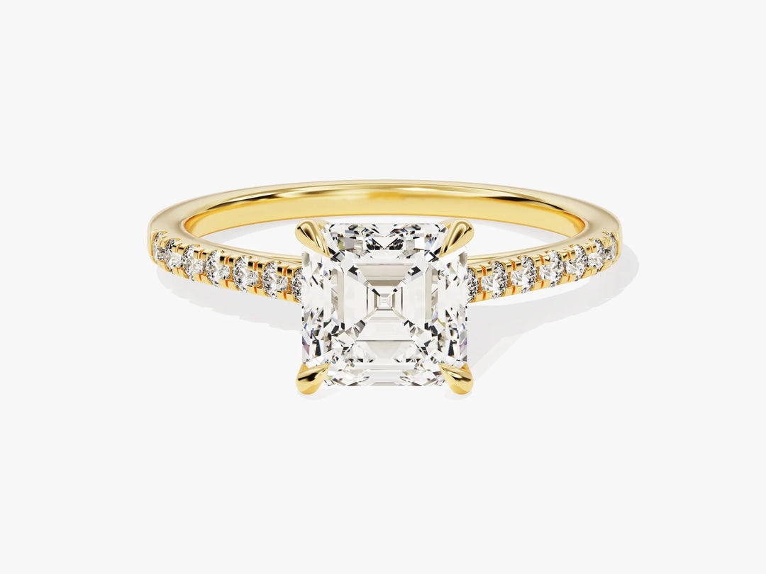 1.50CT Asscher Diamond Pave Setting Moissanite Engagement Ring