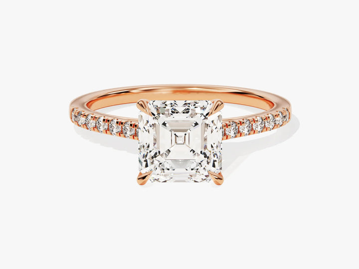 2.0CT Asscher Diamond Pave Setting Moissanite Engagement Ring