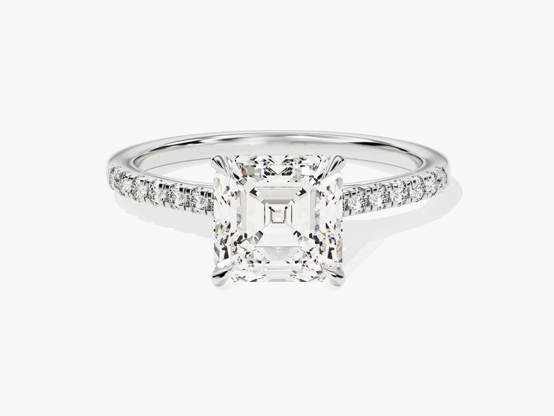 2.0CT Asscher Diamond Pave Setting Moissanite Engagement Ring