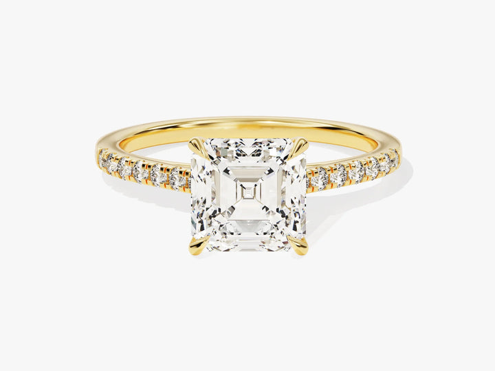 2.0CT Asscher Diamond Pave Setting Moissanite Engagement Ring