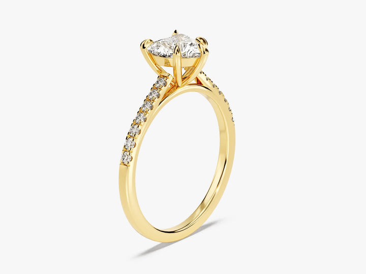 1.0CT Heart Diamond Pave Setting Moissanite Engagement Ring