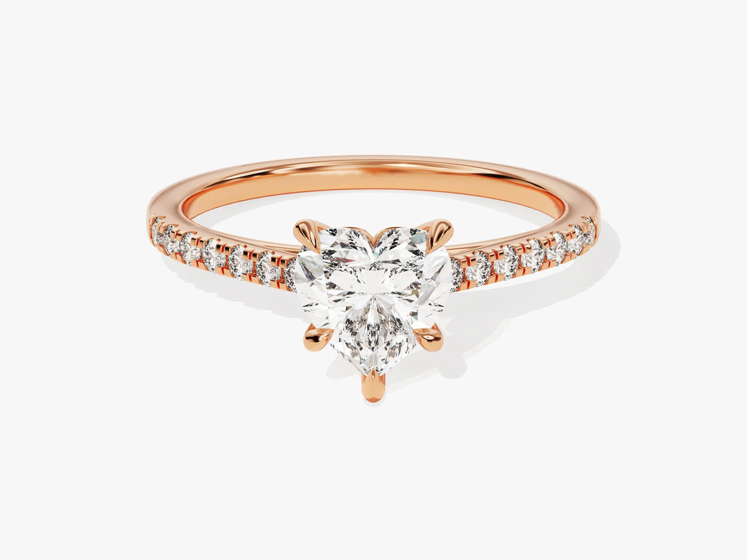 1.0CT Heart Diamond Pave Setting Moissanite Engagement Ring