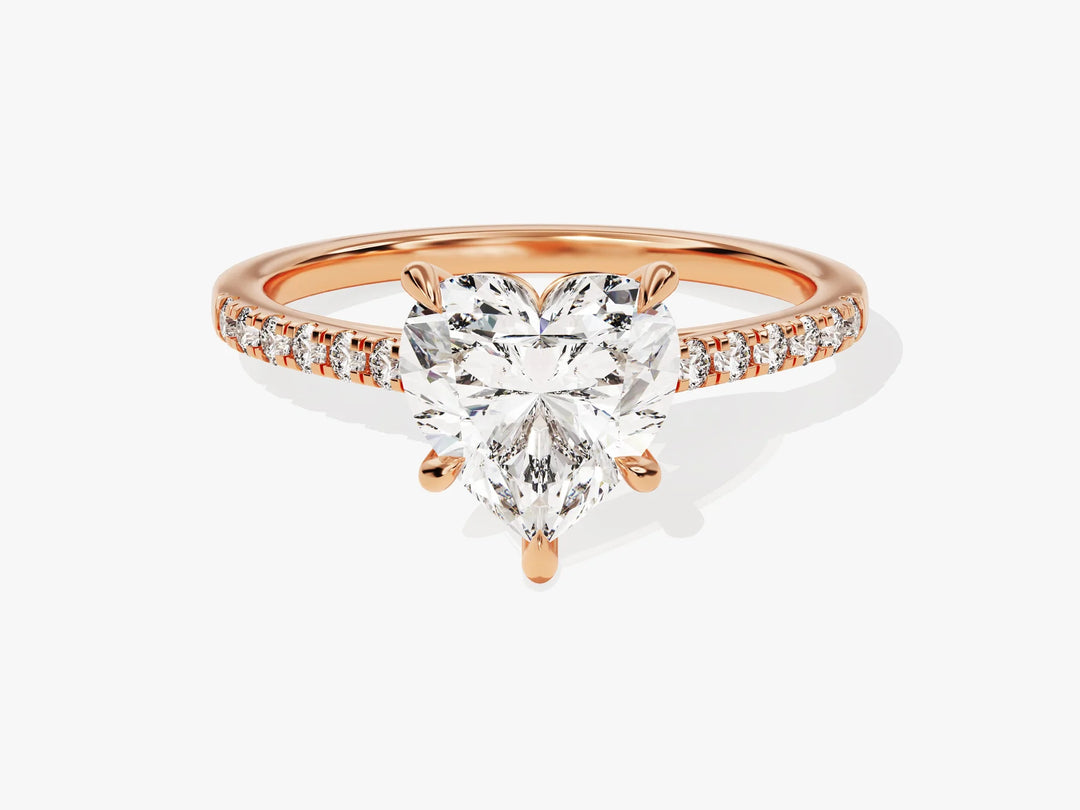 2.0CT Heart Diamond Pave Setting Moissanite Engagement Ring