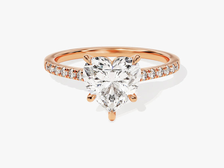 2.0CT Heart Diamond Pave Setting Moissanite Engagement Ring