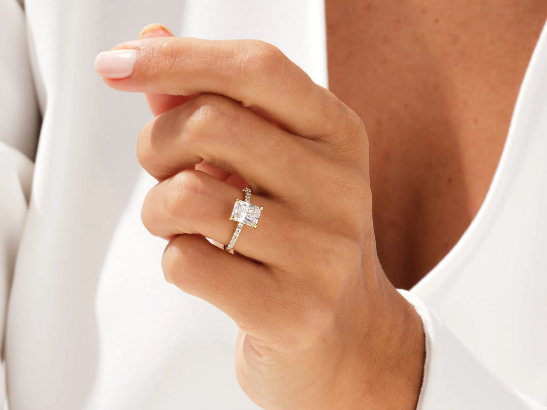 1.50CT Radaint Diamond Pave Setting Moissanite Engagement Ring