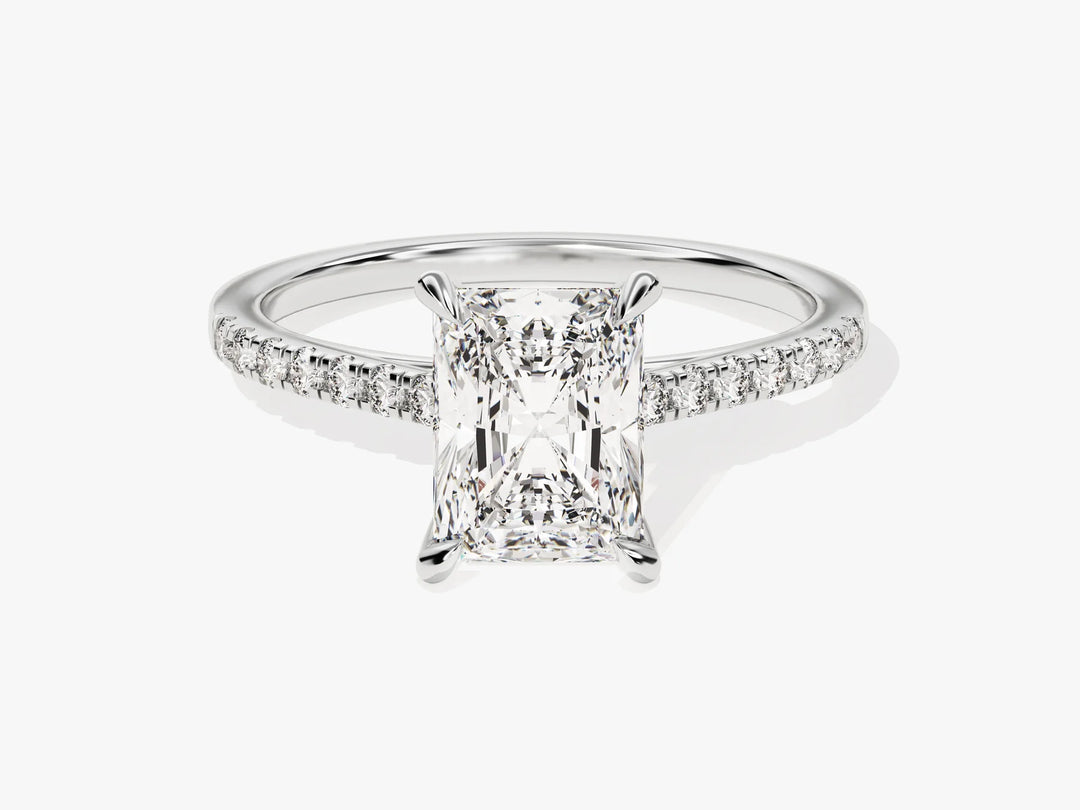 2.0CT Radiant Diamond Pave Setting Moissanite Engagement Ring