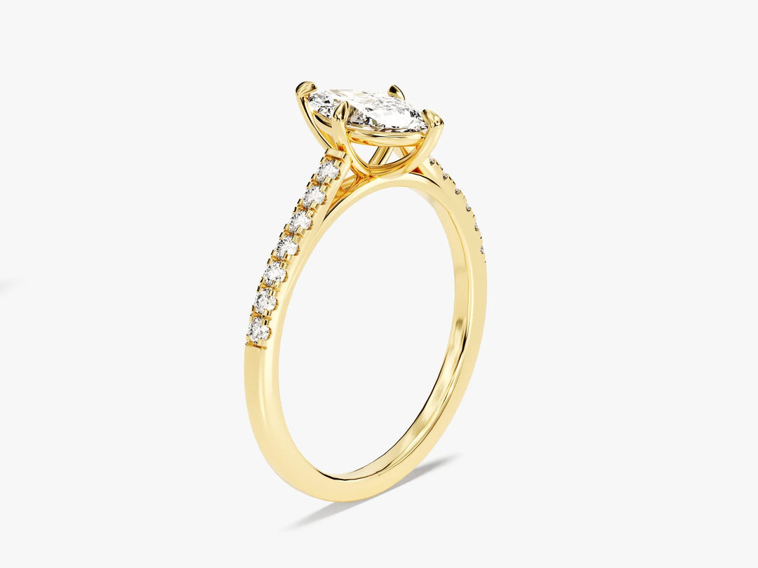 1.0CT Marquise Diamond Pave Setting Moissanite Engagement Ring