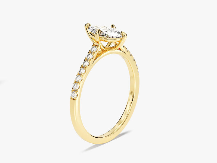 1.0CT Marquise Diamond Pave Setting Moissanite Engagement Ring