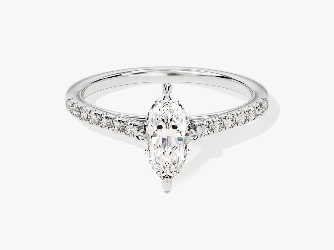 1.0CT Marquise Diamond Pave Setting Moissanite Engagement Ring
