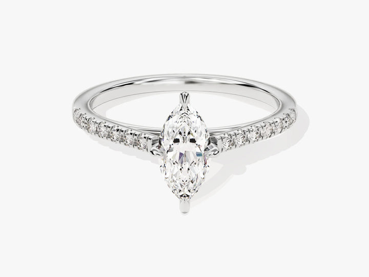 1.0CT Marquise Diamond Pave Setting Moissanite Engagement Ring