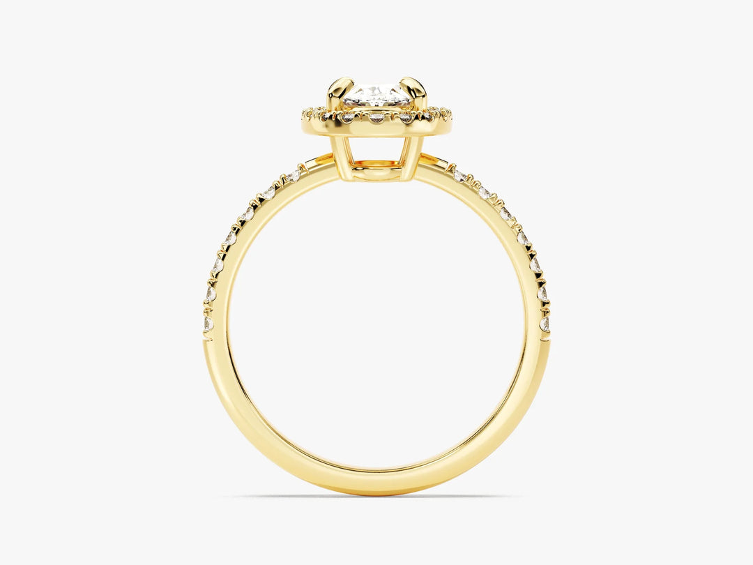 1.0CT Oval Diamond Halo Pave Setting Moissanite Engagement Ring