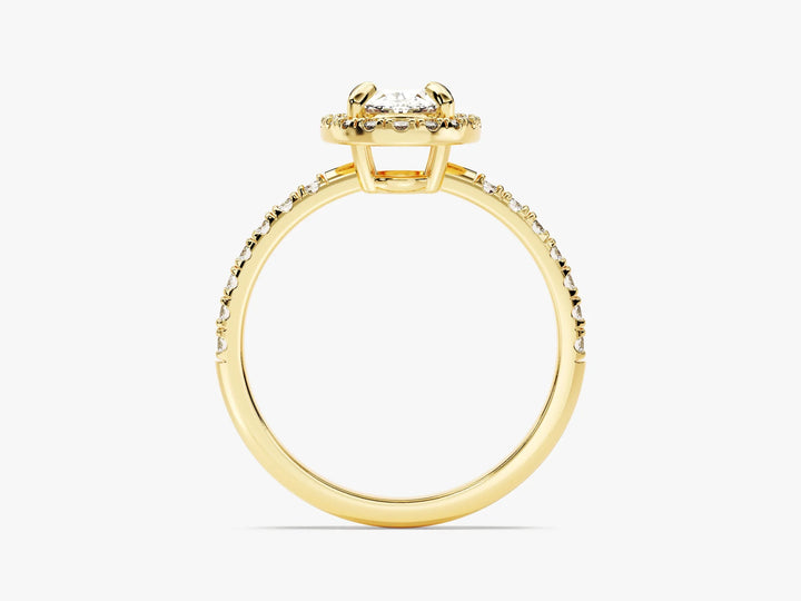 1.0CT Oval Diamond Halo Pave Setting Moissanite Engagement Ring