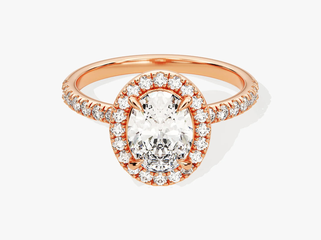 1.50CT Oval Diamond Halo Pave Setting Moissanite Engagement Ring