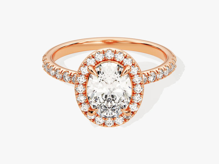 1.50CT Oval Diamond Halo Pave Setting Moissanite Engagement Ring