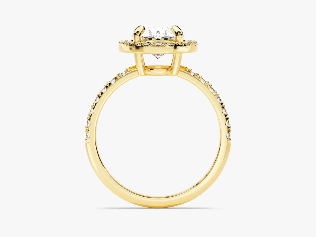 2.0CT Oval Diamond Halo Pave Setting Moissanite Engagement Ring