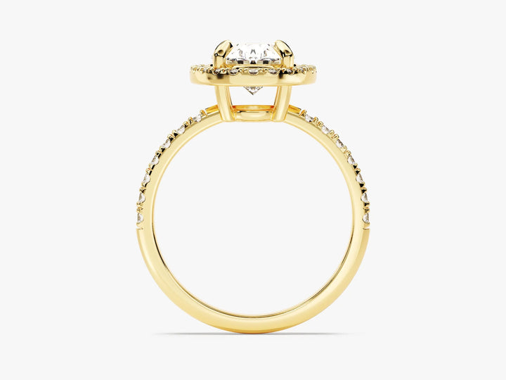 2.0CT Oval Diamond Halo Pave Setting Moissanite Engagement Ring