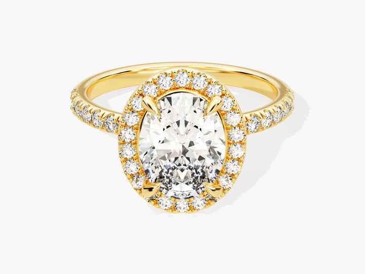 2.0CT Oval Diamond Halo Pave Setting Moissanite Engagement Ring