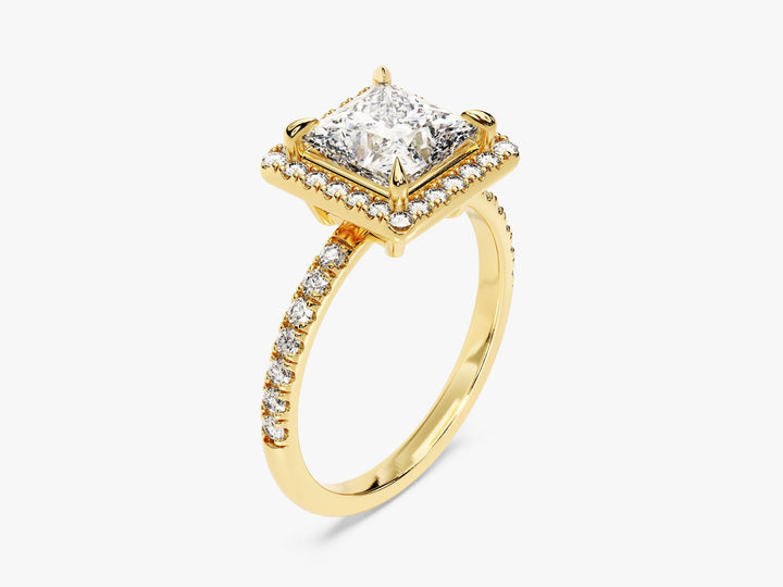 1.50CT Princess Diamond Halo Pave Setting Moissanite Engagement Ring