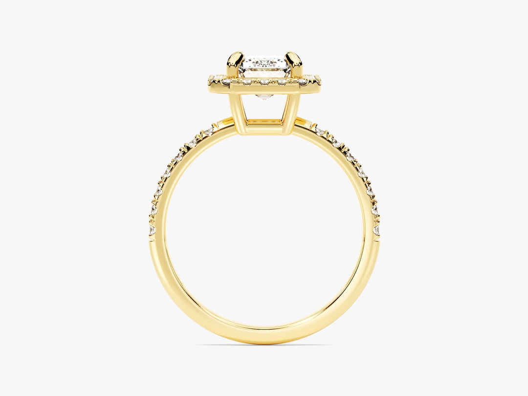 1.50CT Emerald Diamond Halo Pave Setting Moissanite Engagement Ring