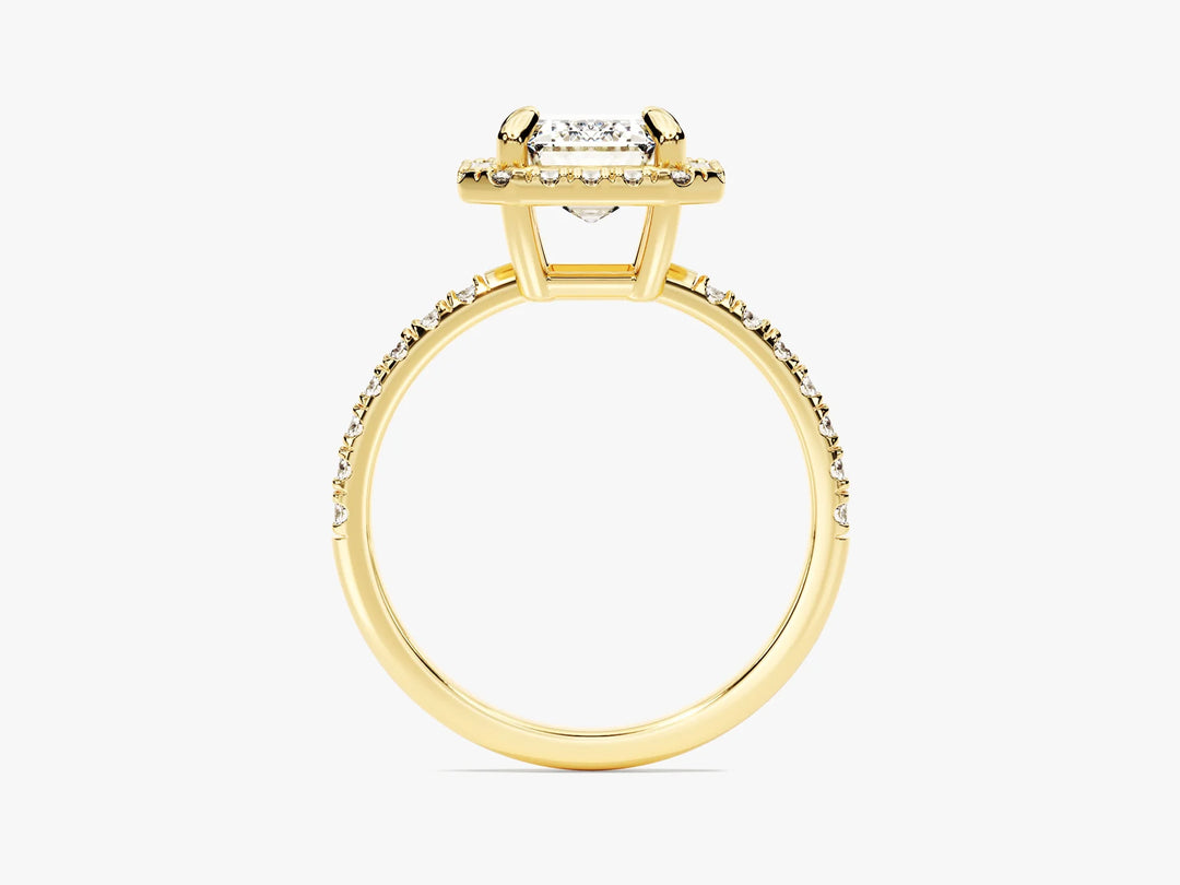 2.0CT Emerald Diamond Halo Pave Setting Moissanite Engagement Ring